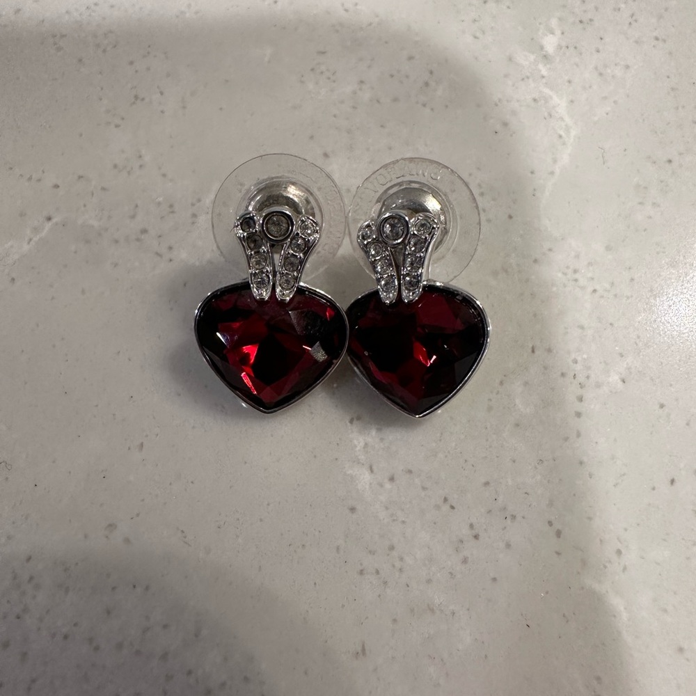 Swarovski red crystal earrings with cubic zirconia stones